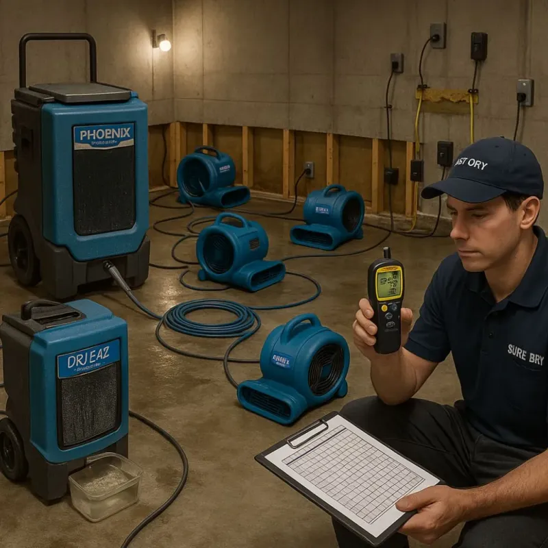 Structural Drying and Dehumidification process in Churchville, PA